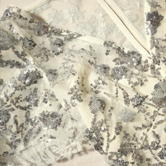 Self Portrait Dress Champagne Sequinned Midi Dress Size 8 - Picture 6 of 11